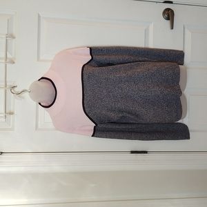 Karen Scott Ribbed Knit Pink and Gray Sweater XL NWT